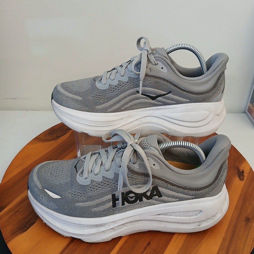 Hoka One One Bondi 8 Mens 9 4E E-Wide Gray Running Shoes Sneakers 1162015-GCTC